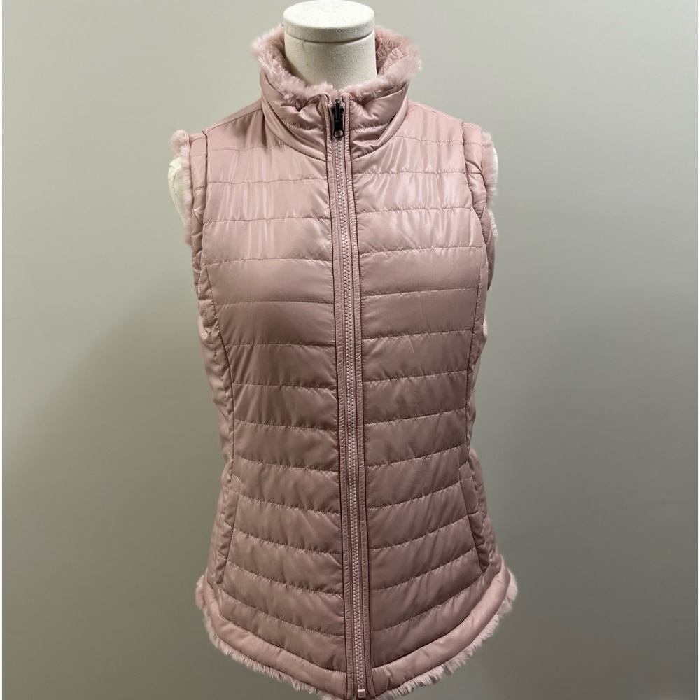 NICOLE MILLER Original Pink Reversible Puffer Full Zip Vest